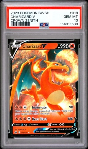 154911538 Charizard V 2023 Pokemon Sword & Shield Crown Zenith #018 PSA 10
