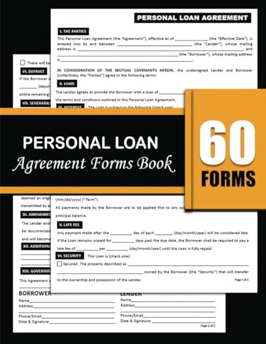 Personal Loan Agreement Forms Book: Standard Legal Contract of Understanding For