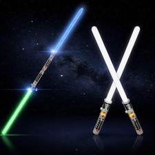 2-in-1 LED Light Up Sabers, Dual Bladed Toy Saber Swords Set for Kids with FX...