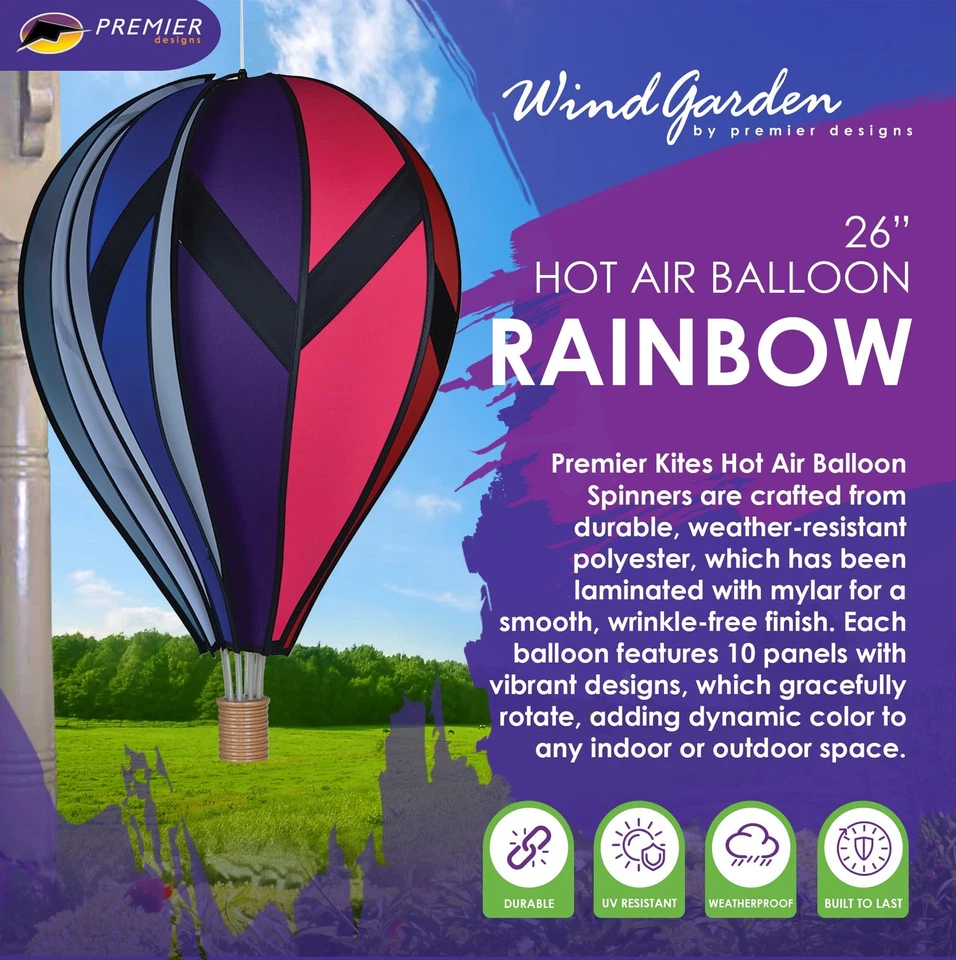 Globo de Aire Caliente Colgante Jardín Spinner 26" - Diseño Arco Iris Vibrante, Clima -... Foto 2 de 4
