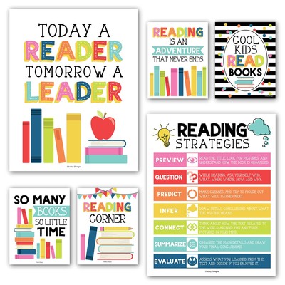Motivational Reading Posters For Classroom Elementary  6 Reading Strategies P...