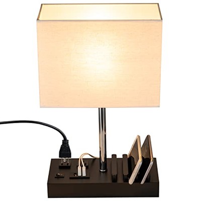  Upgraded 3 USB Table Lamp with 2 USB A & C USB C +2 USB A +2 AC Outlets