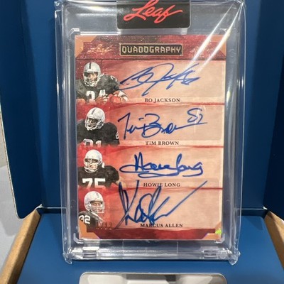 2023 Leaf Quad Signed Raiders Sports card  Bo Jackson  Brown  Long  Allen 