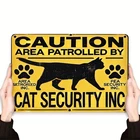 Vintage Cat Security Area Warning Caution Tin Metal Signs Home Décor 8x12