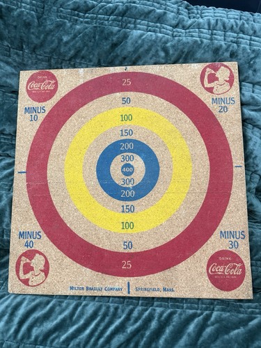 Vintage 1940’s Milton Bradley Drink Coca Cola Cork Dart Board Double Sided