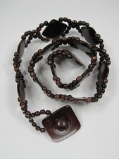 Vintage Women's Wood Beaded Belt Macrame Style Boho Country Western