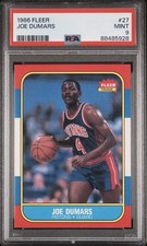 1986 Fleer Joe Dumars #27 PSA 9 Mint Rookie Card RC HOF. rookie card picture