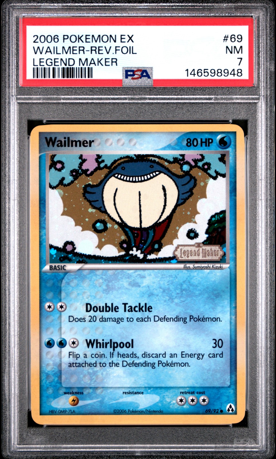 2006 POKEMON EX LEGEND MAKER #69 WAILMER-REVERSE FOIL PSA 7