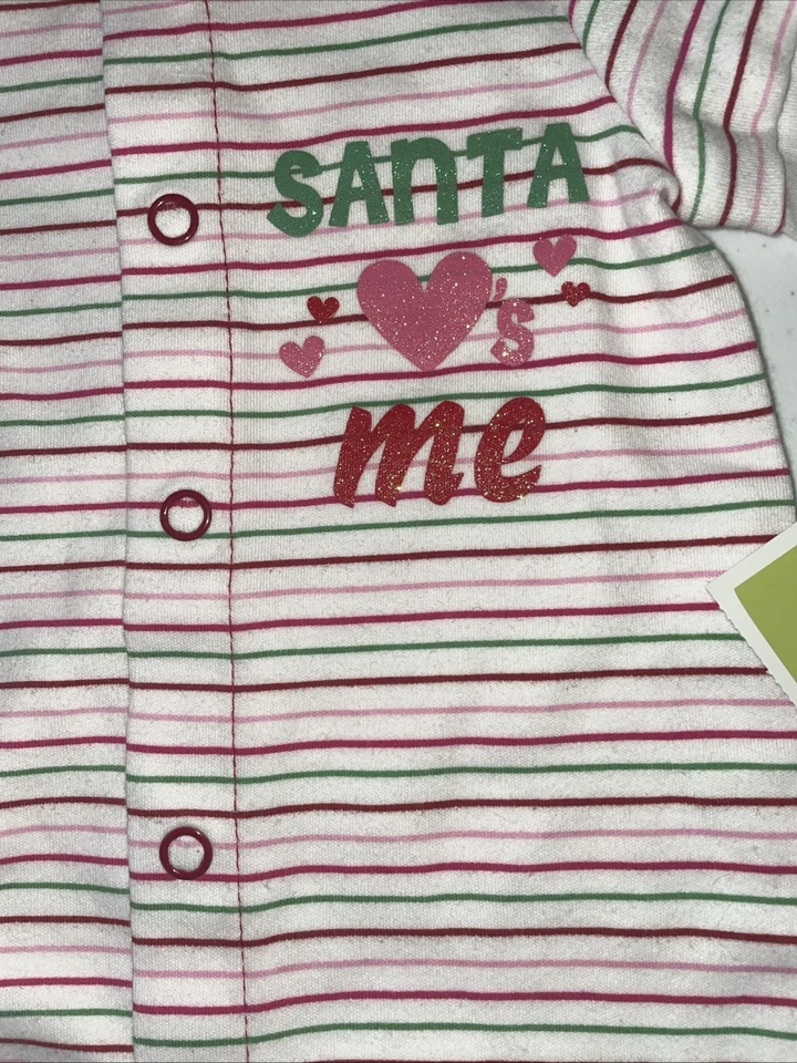 Lot of 3 Santa Heart's Me Christmas Striped Sleep & Play Size Newborn NB - Image 3 of 4
