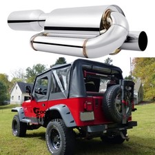 For Jeep Wrangler 1991-1995 Twin Exhaust Tip Muffler 2.5 Inlet 4.0 Pipe Steel