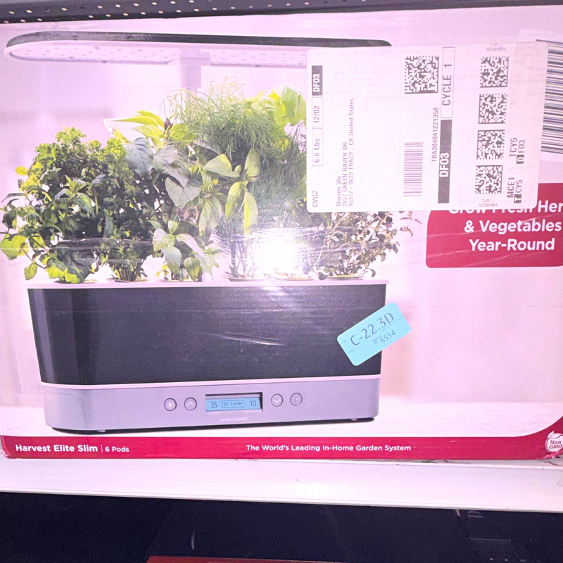 AeroGarden Harvest Elite Slim 6-Pod Indoor Hydroponic Garden, Black/Silver