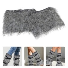 2 Pcs Viking Costume Accessories Fluffy Boot Gaiters Faux Fur Shin Guards