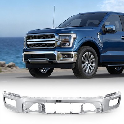 For 2024-2025 Ford F-150 F150 Front Bumper Face Bar Black / Chrome Steel