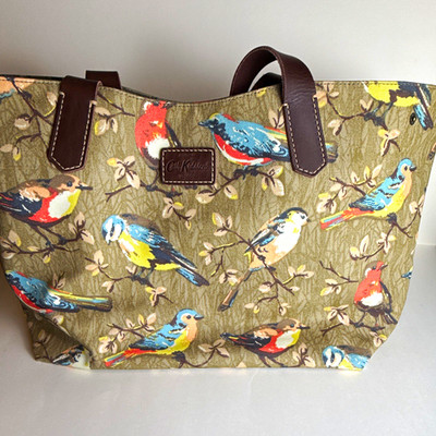 Cath Kidston London Bird Print Purse,Snap, Inner Pockets, leather Handles,