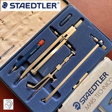 STAEDTLER MARS TECHINO DESSIN GÉOMÉTRIE ANNÉES 1970 COFFRET BOUSSOLE CRAYON VINTAGE