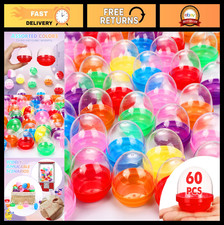 60 Pcs 2" Empty Round Vending Machine Capsules - Colorful Plastic Balls for Priz