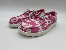 Women s Size 8 Hey Dude Wendy Funk Cowgirl Bling Pink Cow Silver Slip On Loafers