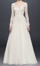 David’s Bridal Long Sleeve Wedding Dress With Low Back Size 20W