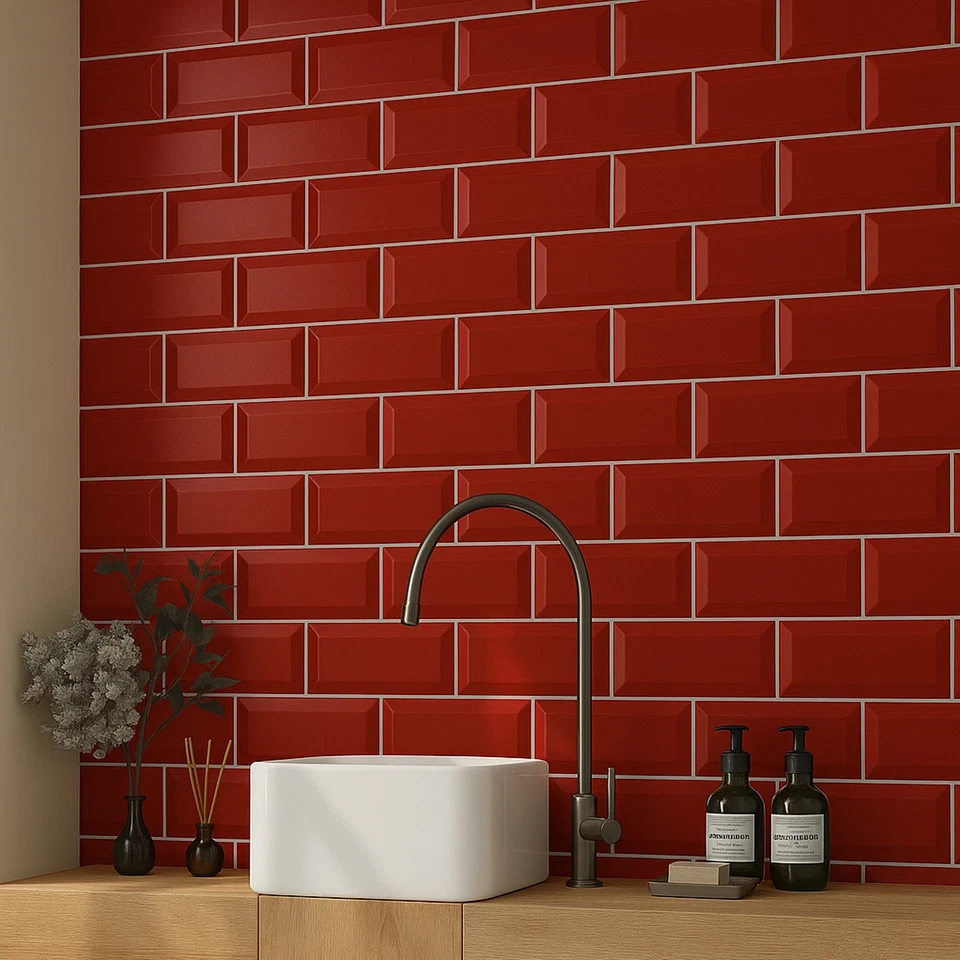 Red Metro Tile Ceramic Subway Kitchen Splashback Bathroom Shower Tile | 1m² Box - Image 4 of 4