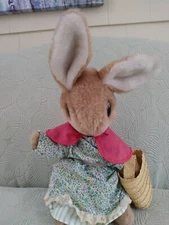 VTG Beatrix Potter Mrs. Rabbit Plush w/Basket Stuffed Animal 14" Eden Toys Inc.
