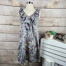 Ann Taylor LOFT Women's Sleeveless Ruffle Neckline Watercolor Dress Size 0