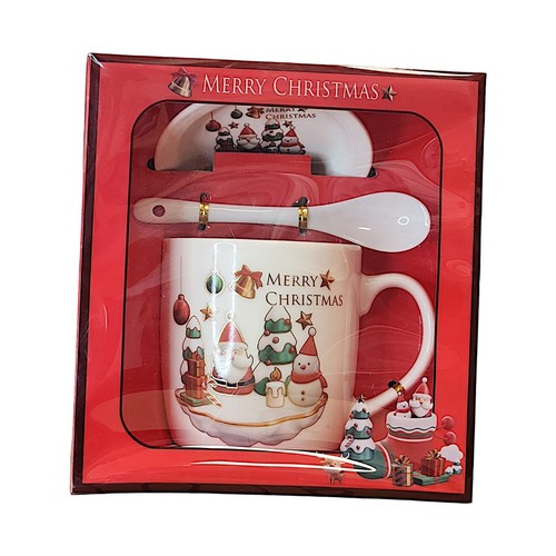 Festliche Keramik Kaffeebecher Geschenkset mit Teller & Löffel Urlaub Trinkgeschirr - Bild 30 von 43