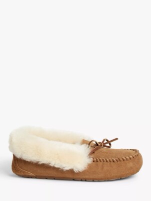 Brand New John Lewis Women’s Sheepskin Moccasin Slippers- Chestnut- Size 8-  £55 UK