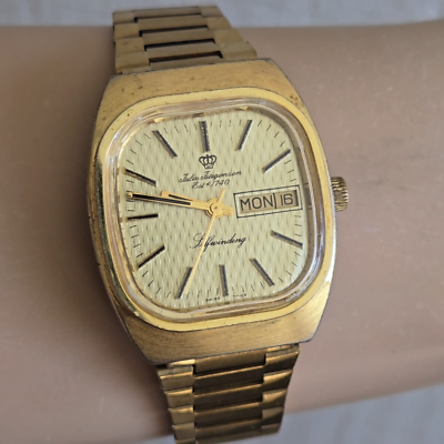 Vintage JULES JURGENSEN men's automatic watch day/date Ronda 1239
