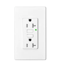 20 AMP GFCI Outlet GFI Duplex Receptacle with LED Indicator Wallplate Non-TR ETL
