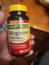 Spring Valley L-Arginine Amino Acid Heart Health Supplement Capsules 500mg 100ct
