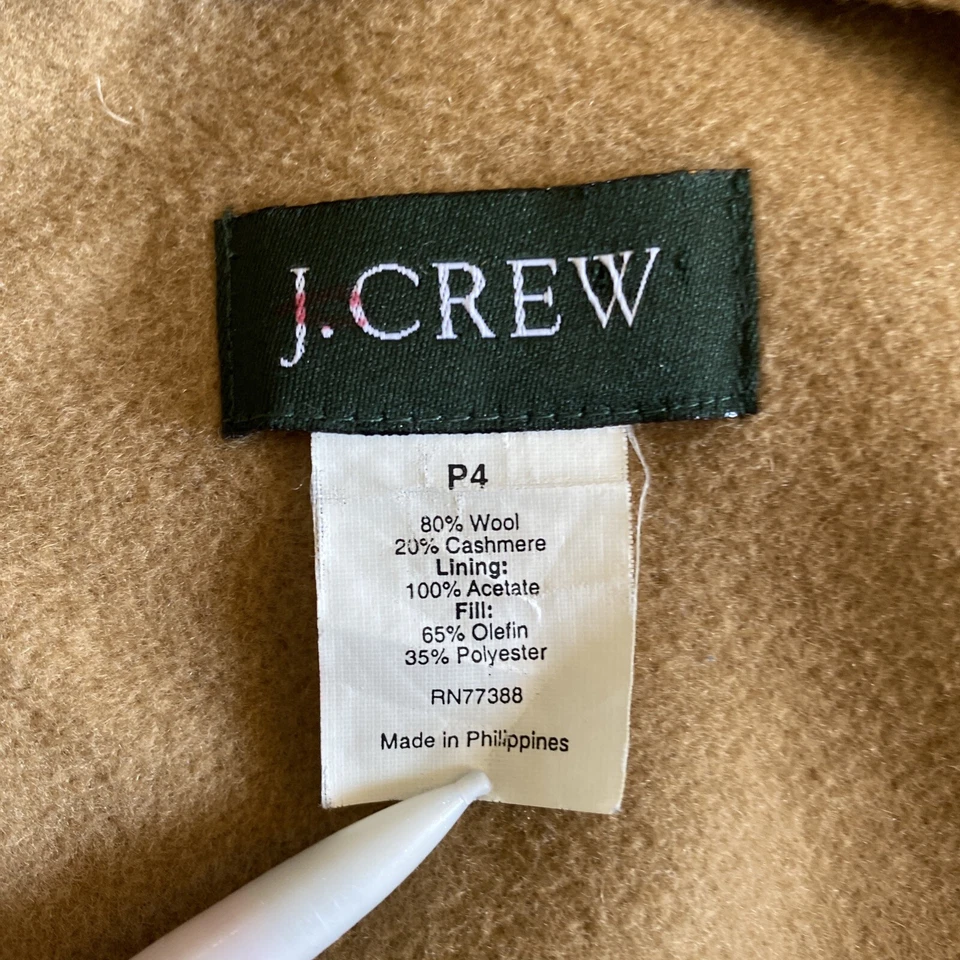 J Crew Wool Cashmere Car Coat Overcoat Womn 4P Petite Removable Mandarin Collar - Image 3 of 4