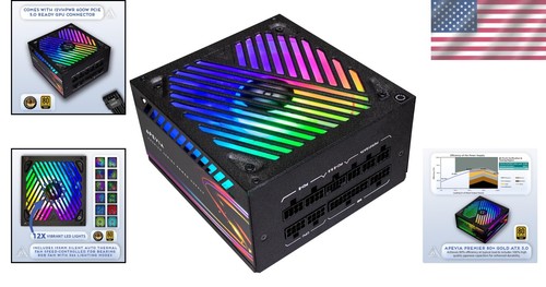 Premier 1200W Gaming Power Supply with Gen 5 Connector & 366 RGB Modes - Picture 2 of 8