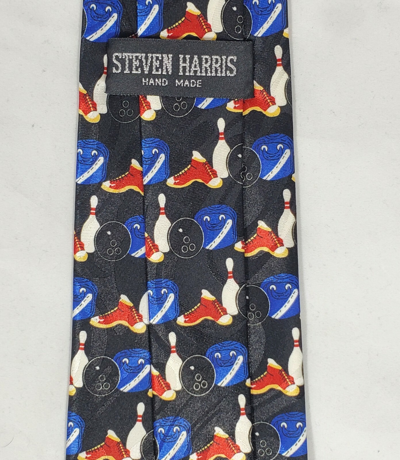 Bowling Shoes Men's Necktie Bowler Gift Pin Ball Sports Game Black Neck Tie 