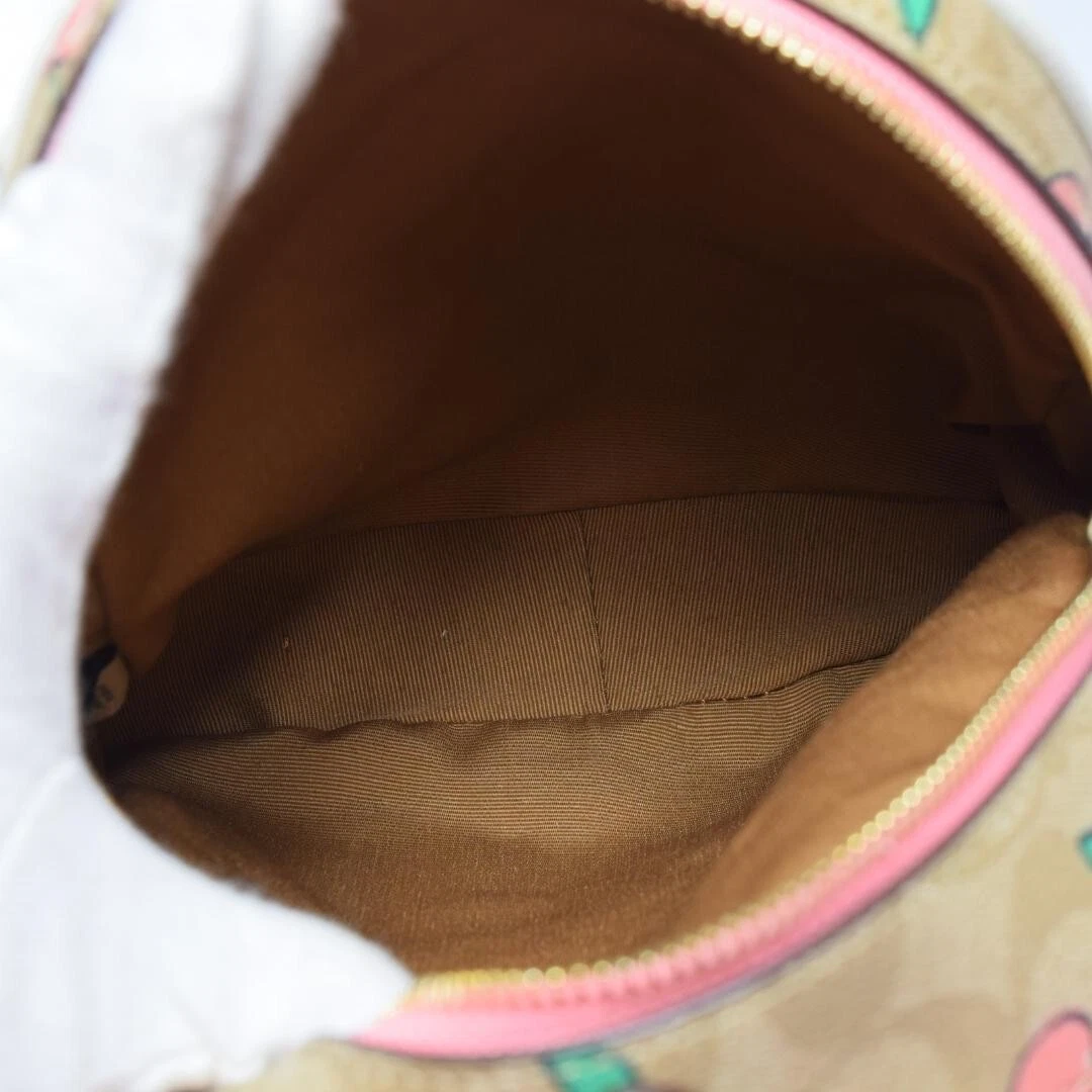 Zaino Coach Mini Corte Firmato Tela Cuore Stampa Ciliegia