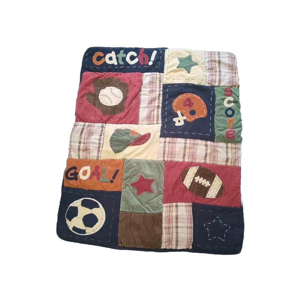 Edredón de cuna NoJo My Little MVP deportes béisbol fútbol niño 33" X 41" Foto 2 de 4