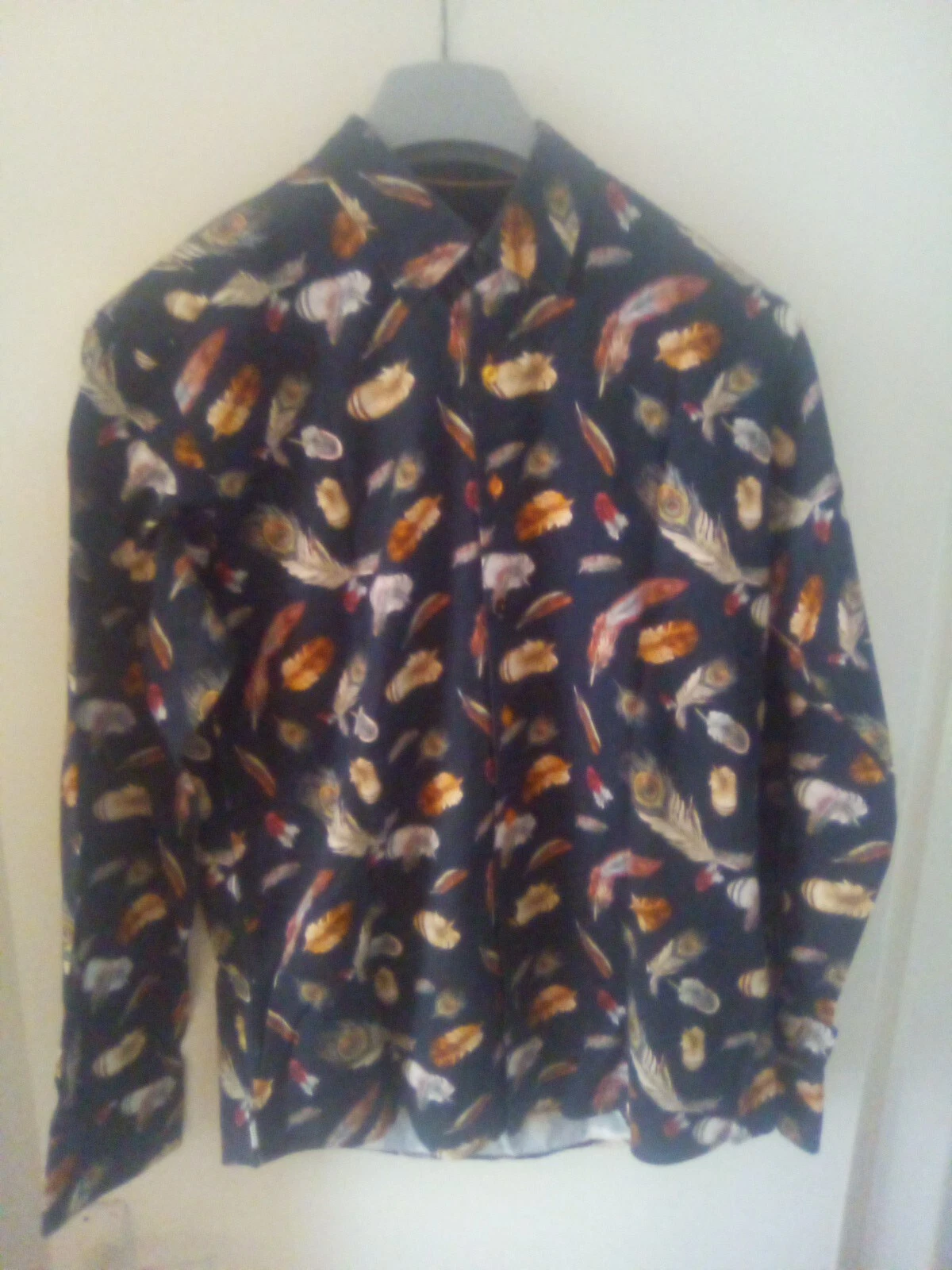 Claudio Lugli Couture Shirt Medium 39 40 Chest Feather Design