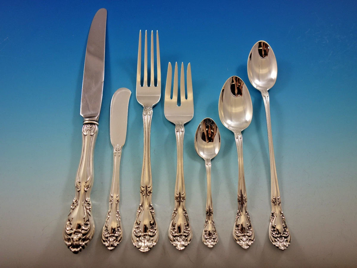 Alvin Chateau Rose Antique US Sterling Silver Flatware Sets for