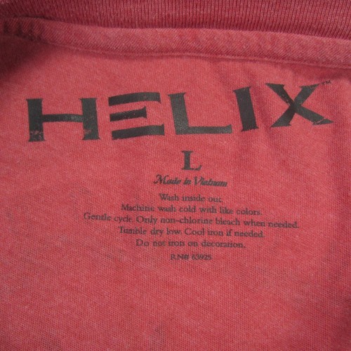 Helix Shirt Mens L Wash Red Henley Rock Shield Skull Standard US Grunge - Picture 7 of 14