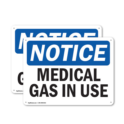 #ad 2 Pack Medical Gas In Use OSHA Notice Sign Decal Metal Plastic $78.99