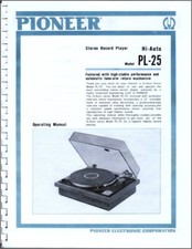 Pioneer PL-25 Turntable Owners Manual