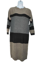 Stitchdrop  Knit Sweater Dres Women's  Black/Grey/Beige  Long Sleeve Sz.M
