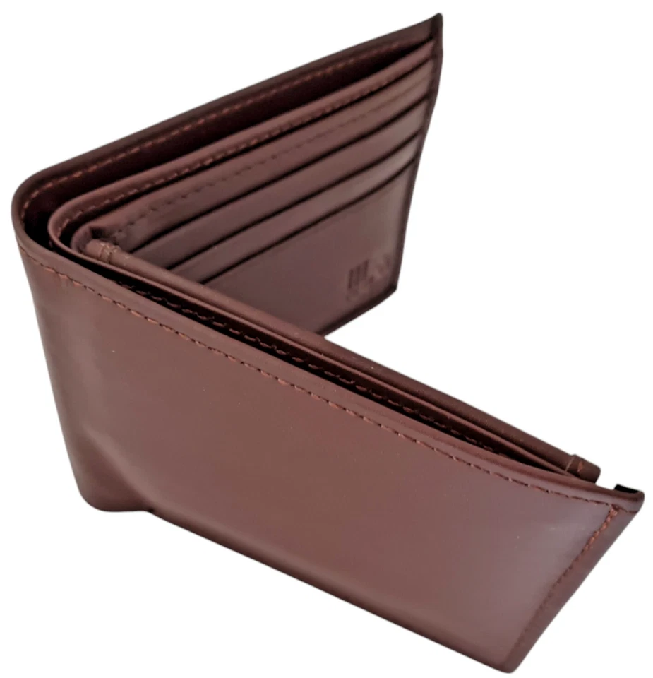 Men's Genuine Cow Grain Leather Tri Fold Handmade Wallet, Color: Brown,  GW104 - Image 4 of 4