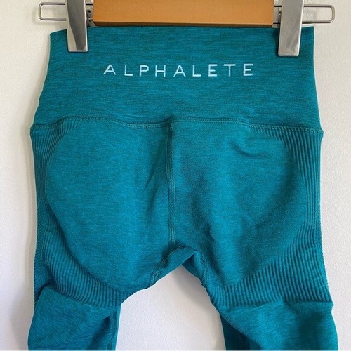 Alphalete Compression Tight Workout Spandex High-Rise Leggings • Turquoise • XS - Picture 6 of 10
