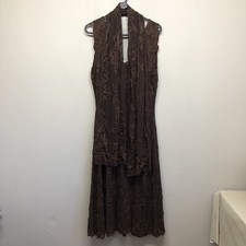 Vintage Phase Eight Occasion Dress Womens U.K. 14 Brown Embroidered Floral (B)