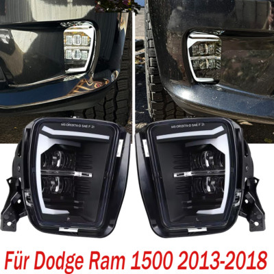 Paar Schwarz LED Nebelscheinwerfer mit Tagfahrlicht für Dodge Ram 1500 2013-2018