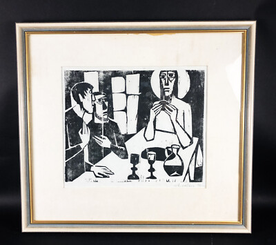 Marlene REIDEL (1923-2014) sign. Holzschnitt - LETZTES ABENDMAHL - gerahmt