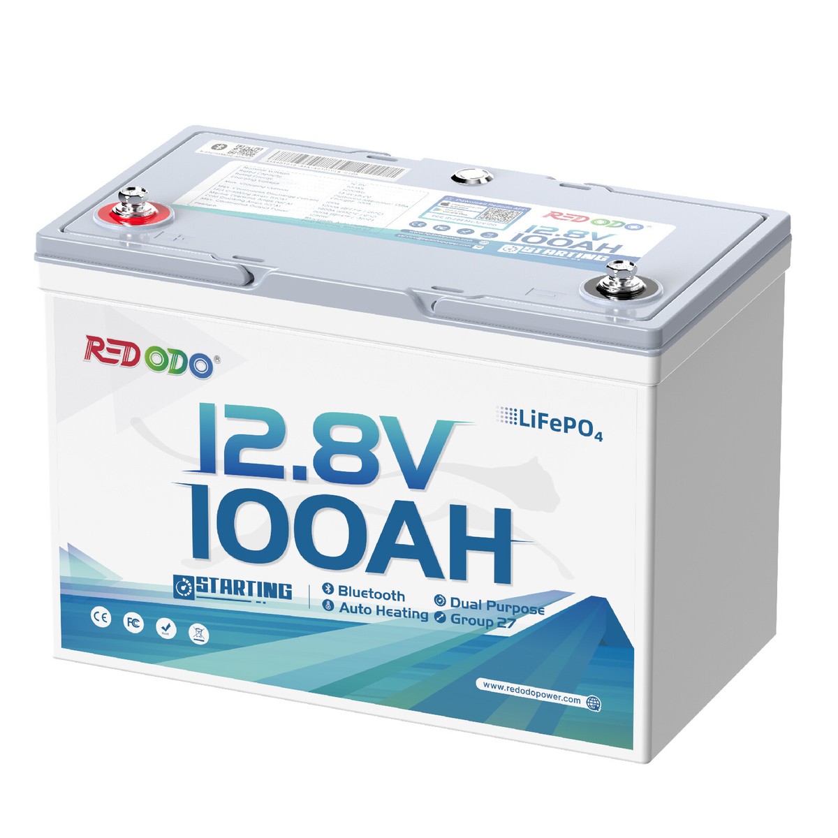 Redodo 12V 100Ah Dual-Purpose 900CCA Deep Cycle & Starting Battery 
