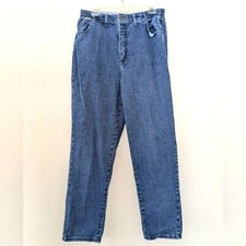 Vintage Lee Paper Bag/Elastic Waist Medium Wash Jeans sz 14 90s Straight Leg