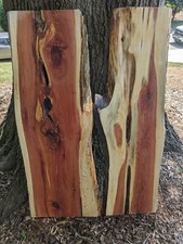 Cedar slabs 2  Live Edge  River Table Set epoxy set Curves