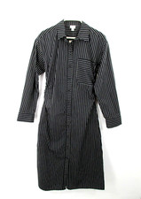 NWT A NEW DAY Midi Shirt Dress Women XS Button-Up Black Pin Stripe Long Sleeve